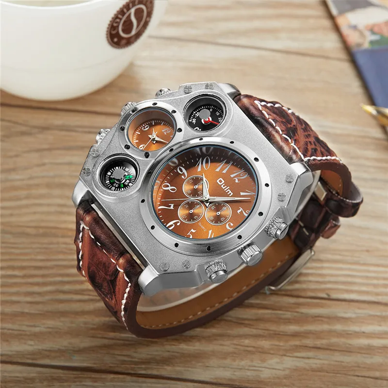Montre-bracelet style sportif avec bracelet en cuir – Image 2