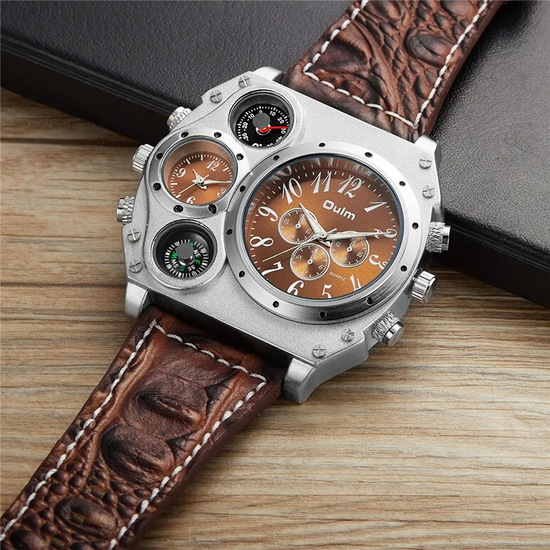 Montre-bracelet style sportif avec bracelet en cuir – Image 3