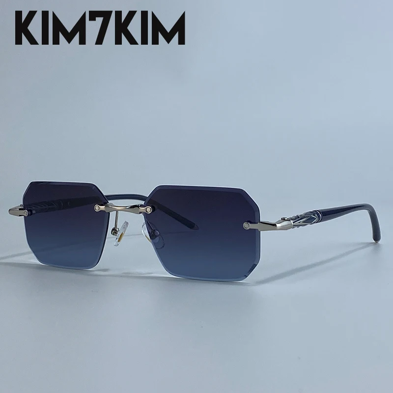 Lunettes de soleil carrées sans monture – Marque de luxe – Image 9