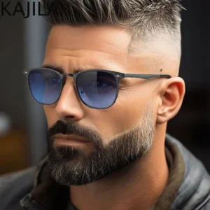 Lunettes de soleil carrées pour homme 2026 – Marque de luxe, monture métallique