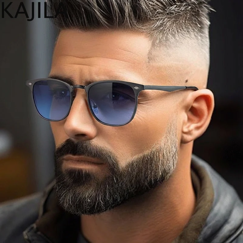 Lunettes de soleil carrées pour homme 2026 – Marque de luxe, monture métallique