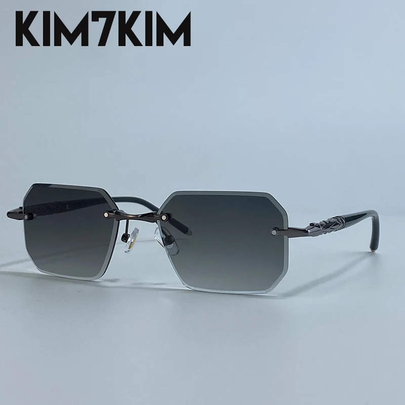 Lunettes de soleil carrées sans monture – Marque de luxe – Image 8