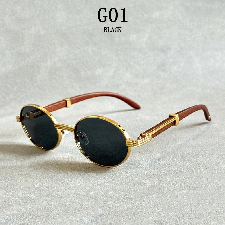 Lunettes de soleil tendance ovale - en bois pour hommes – Image 6