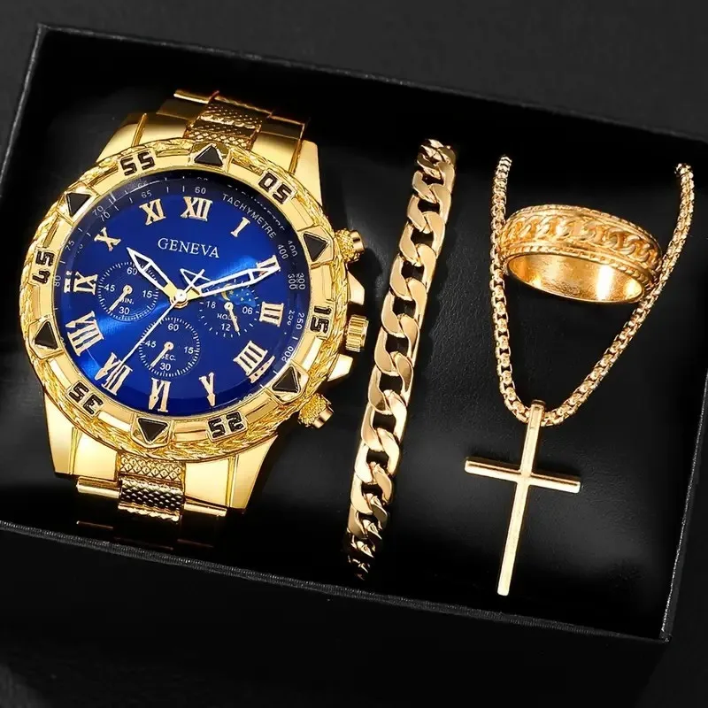Coffret montre + bracelet + chaîne (croix) + bague ou montre seule – Image 6