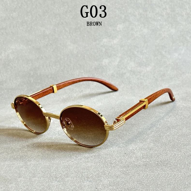 Lunettes de soleil tendance ovale - en bois pour hommes – Image 4