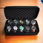 Boîte de rangement pour montres à 10 emplacements - étui de voyage à fermeture éclair