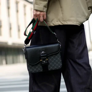 Sac à bandoulière pour homme au motif jacquard tendance, haut de gamme !