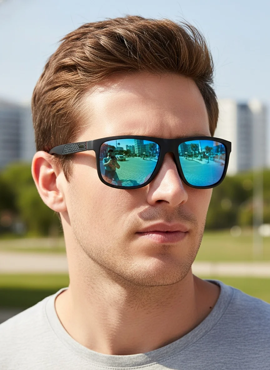 Lunettes de soleil polarisées vintage carrées - style RayBan – Image 2