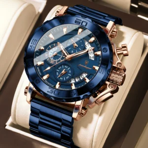 Montre-bracelet de luxe élégante en acier inoxydable