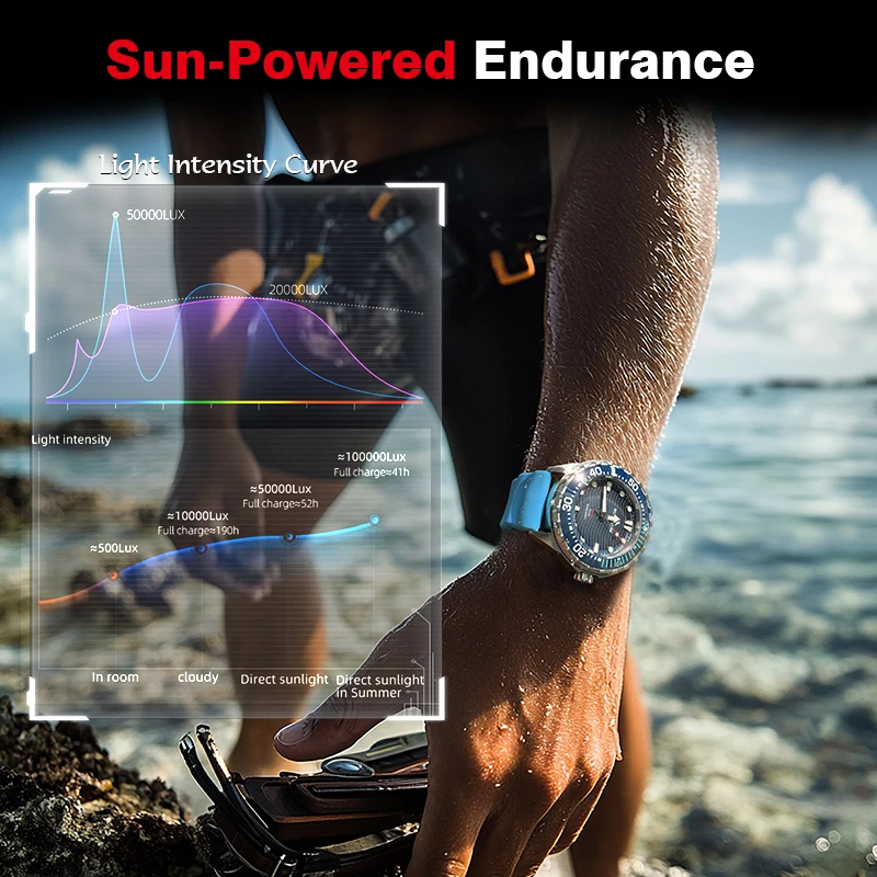 Nouvelle montre de plongée NORTH EDGE TRITON à énergie solaire – Étanche jusqu'à 300 m – Image 3