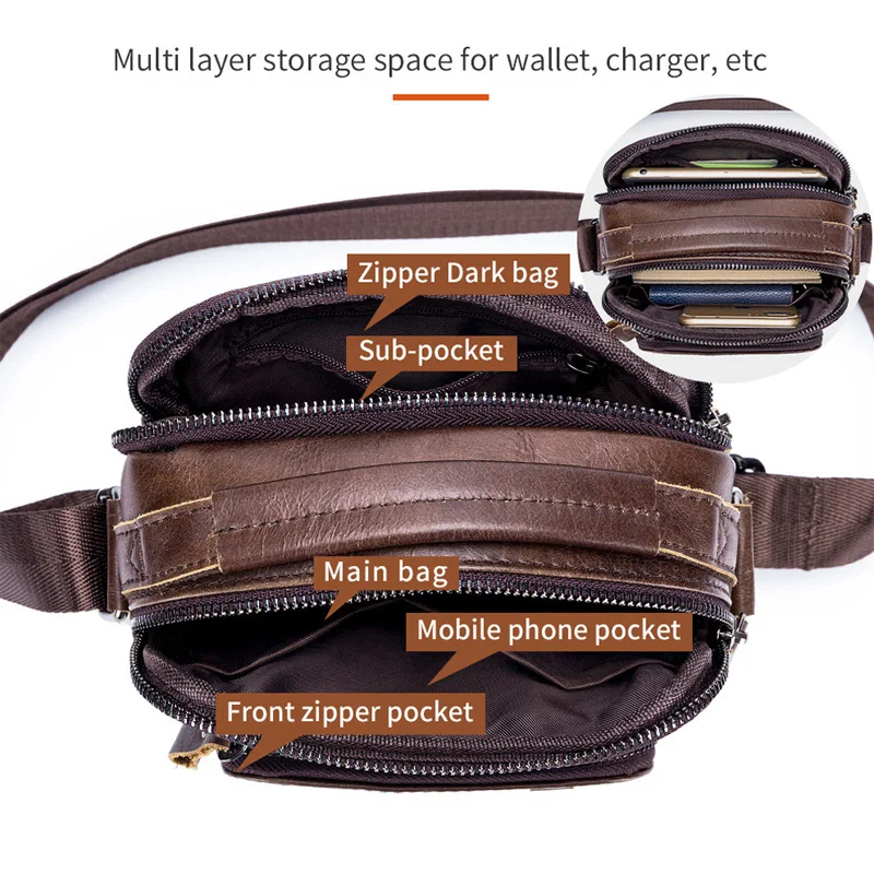 Sac à bandoulière 100% cuir véritable – Image 2