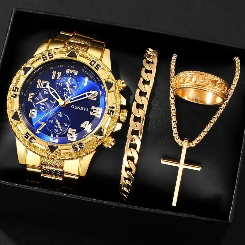 Coffret montre + bracelet + chaîne (croix) + bague ou montre seule – Image 2