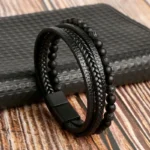 Bracelet Homme en Cuir Tressé – Multirang - modèle 6