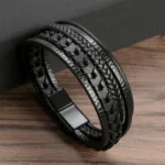 Bracelet Homme en Cuir Tressé – Multirang - modèle 7