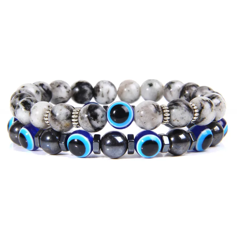 Bracelet « Lucky Evil Eye » en perles de pierre naturelle (19 cm) – Image 2