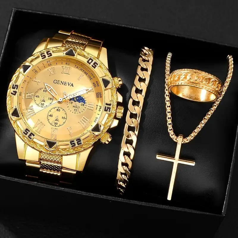 Coffret montre + bracelet + chaîne (croix) + bague ou montre seule – Image 8