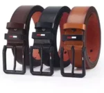 Ceinture homme en cuir avec épingle en alliage de cuir et boucle carrée.