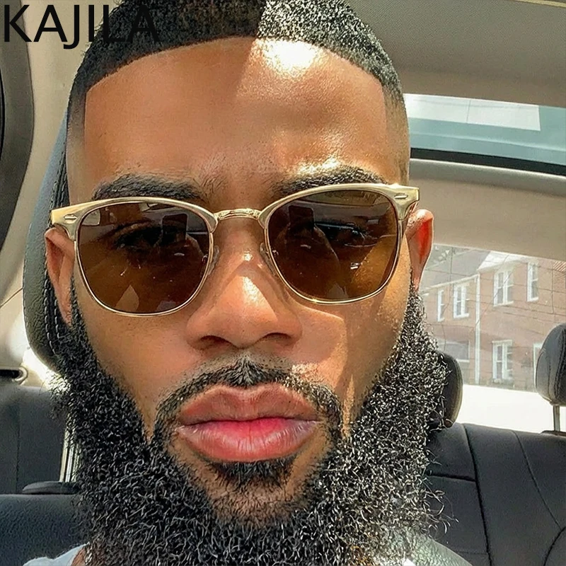 Lunettes de soleil carrées pour homme 2026 – Marque de luxe, monture métallique – Image 4