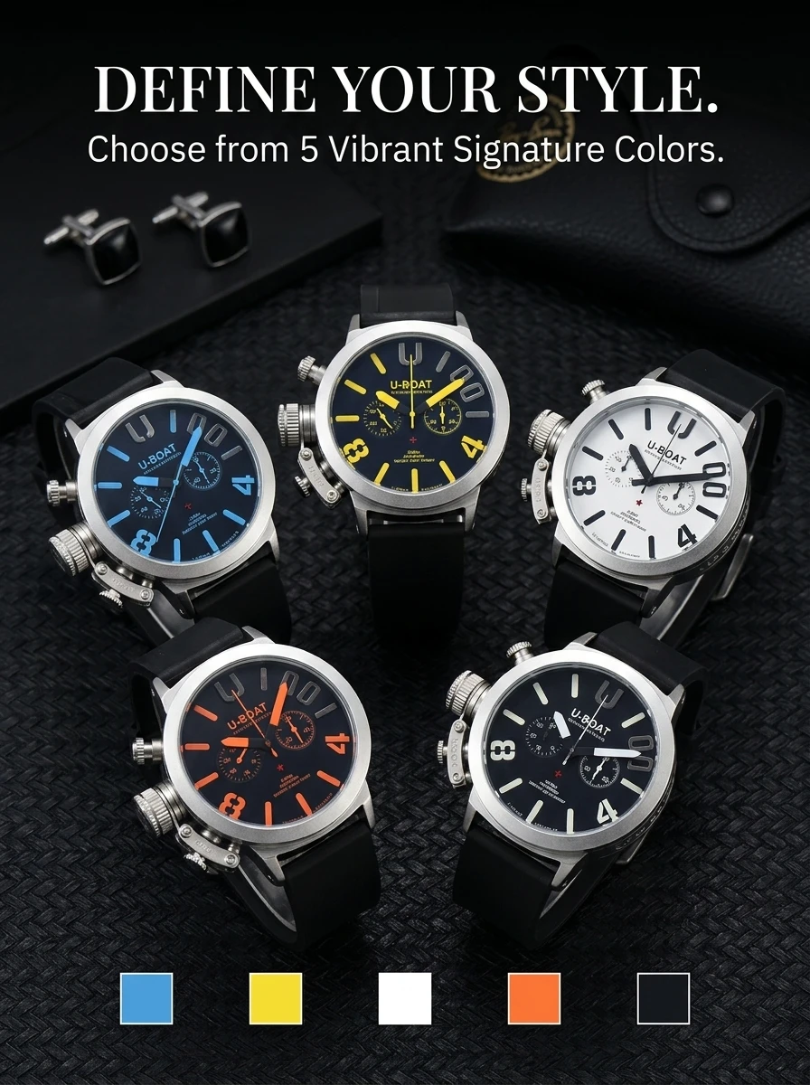 Montre-bracelet de style U-Boat, chronographe, étanche, sportive - disponible en plusieurs couleurs – Image 11