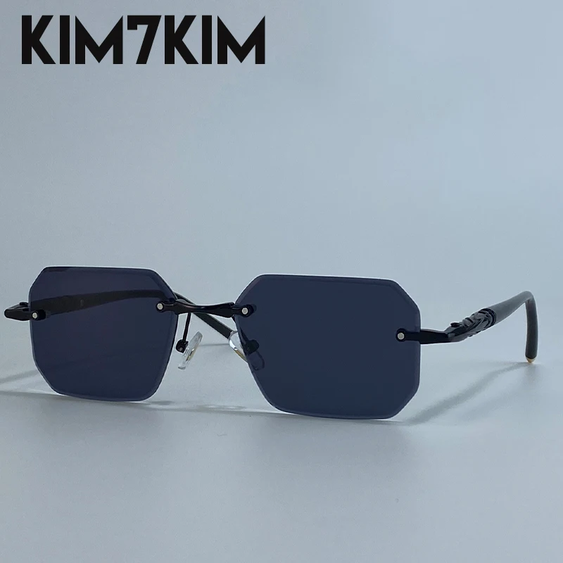 Lunettes de soleil carrées sans monture – Marque de luxe – Image 7