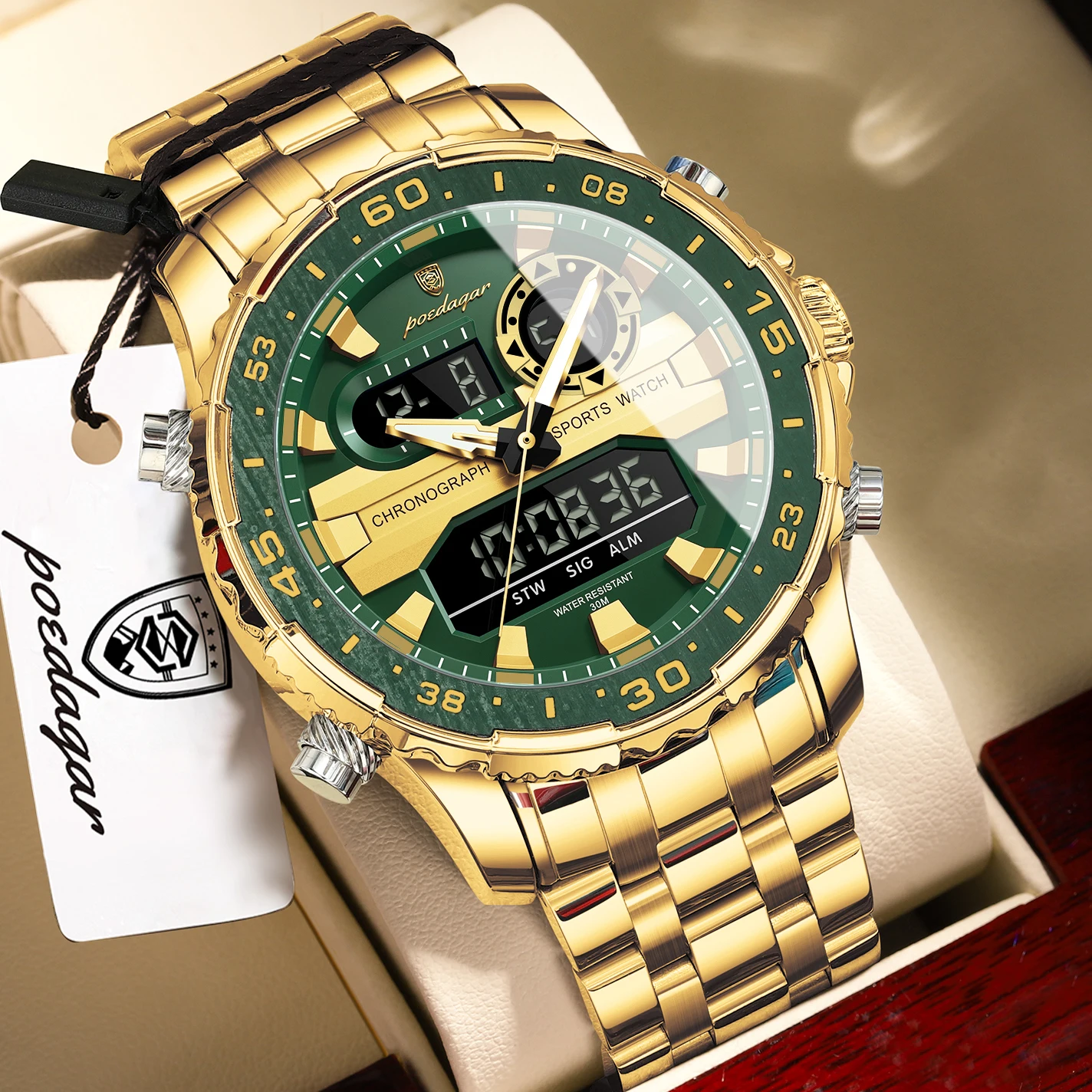 Montre homme haut de gamme de la marque POEDAGAR avec écran LED – Image 10
