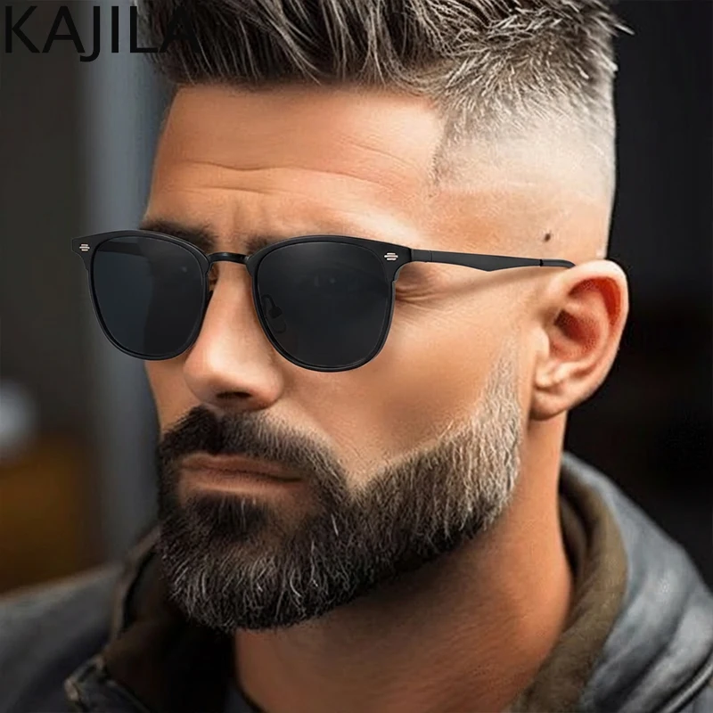 Lunettes de soleil carrées pour homme 2026 – Marque de luxe, monture métallique – Image 5