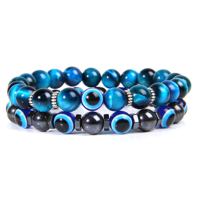 Bracelet « Lucky Evil Eye » en perles de pierre naturelle (21 cm) – Image 2