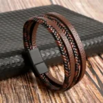 Bracelet Homme en Cuir Tressé – Multirang - modèle 5