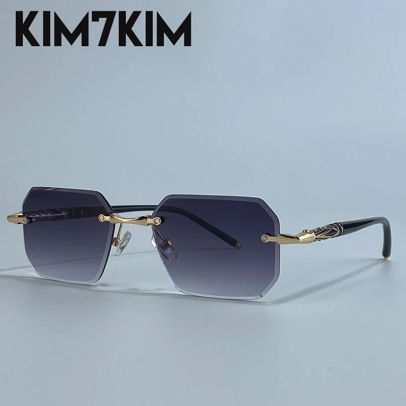 Lunettes de soleil carrées sans monture – Marque de luxe – Image 10