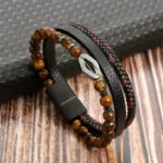 Bracelet Homme en Cuir Tressé – Multirang - modèle 3