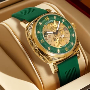 Montre impériale verte émeraude - détails décoratif motif classique