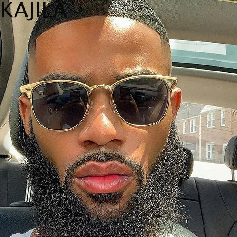 Lunettes de soleil carrées pour homme 2026 – Marque de luxe, monture métallique – Image 2