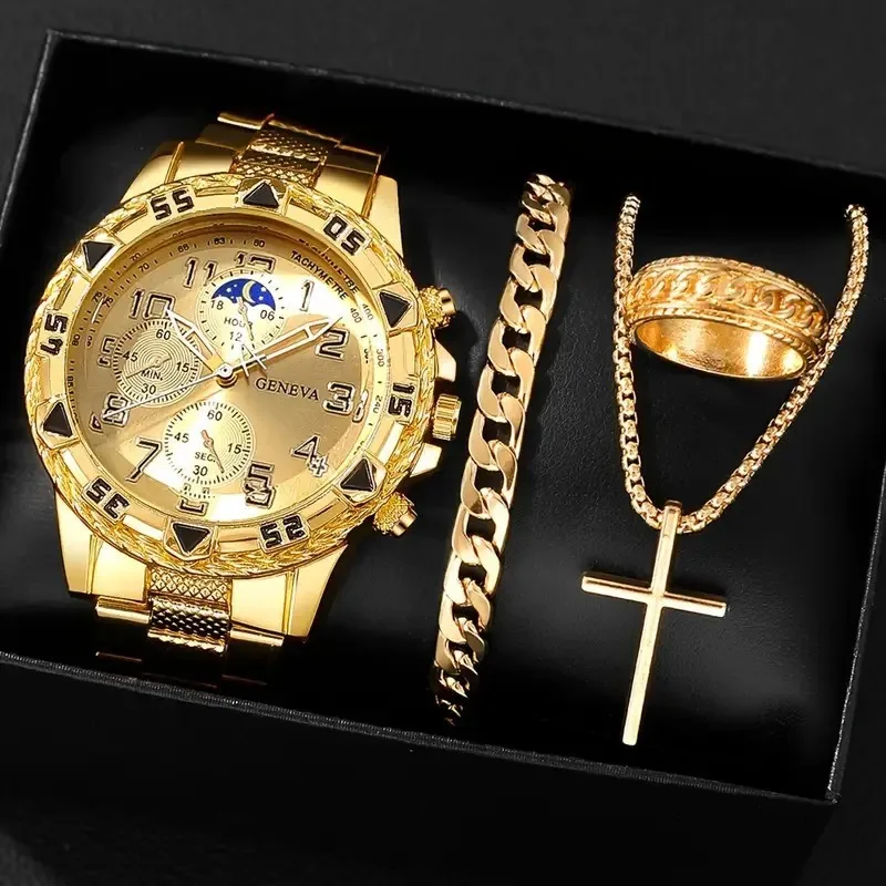 Coffret montre + bracelet + chaîne (croix) + bague ou montre seule – Image 3