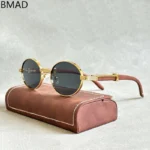 Lunettes de soleil tendance ovale - en bois pour hommes