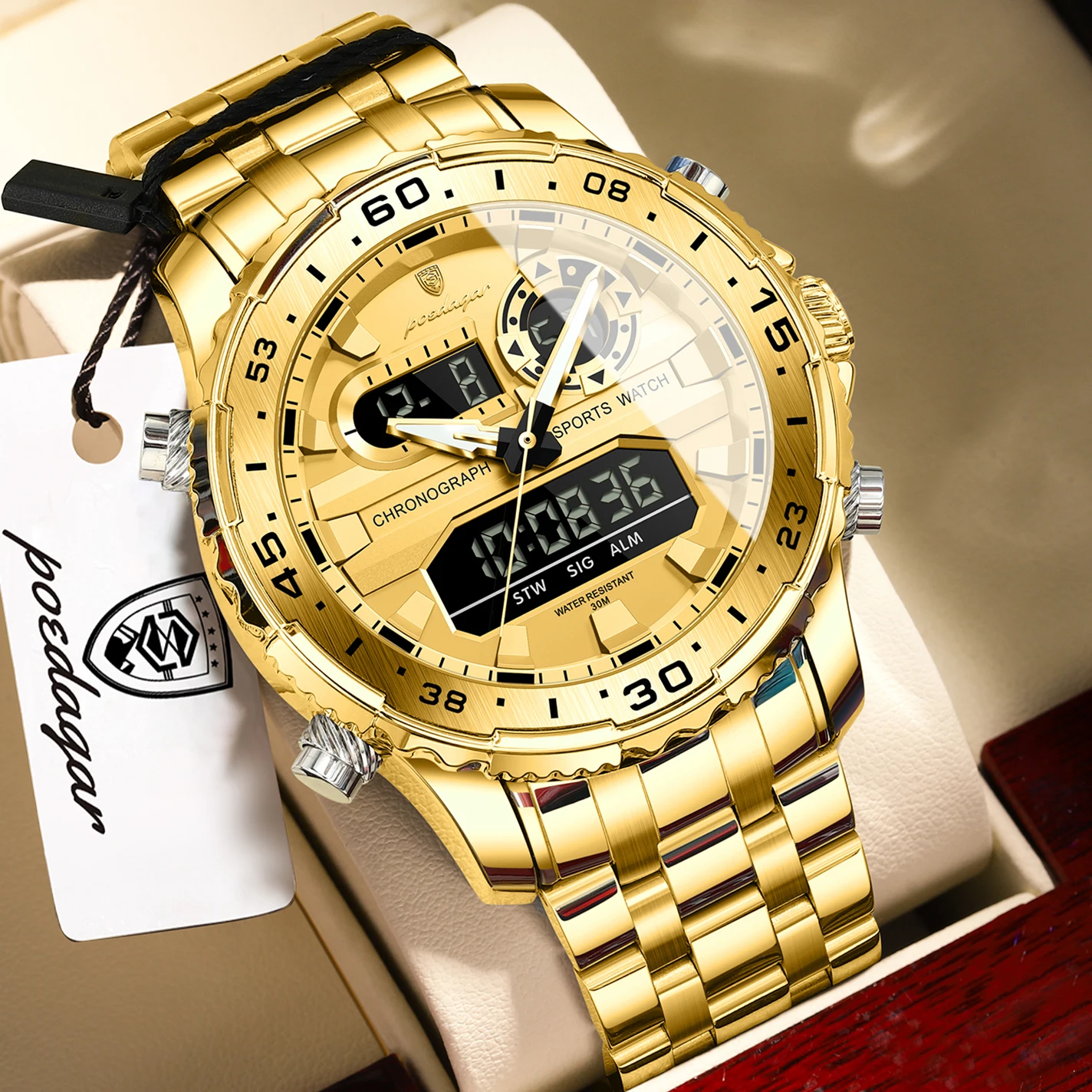 Montre homme haut de gamme de la marque POEDAGAR avec écran LED – Image 7