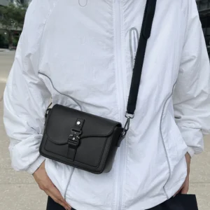 Sac à bandoulière décontracté & simple, en cuir de vachette véritable