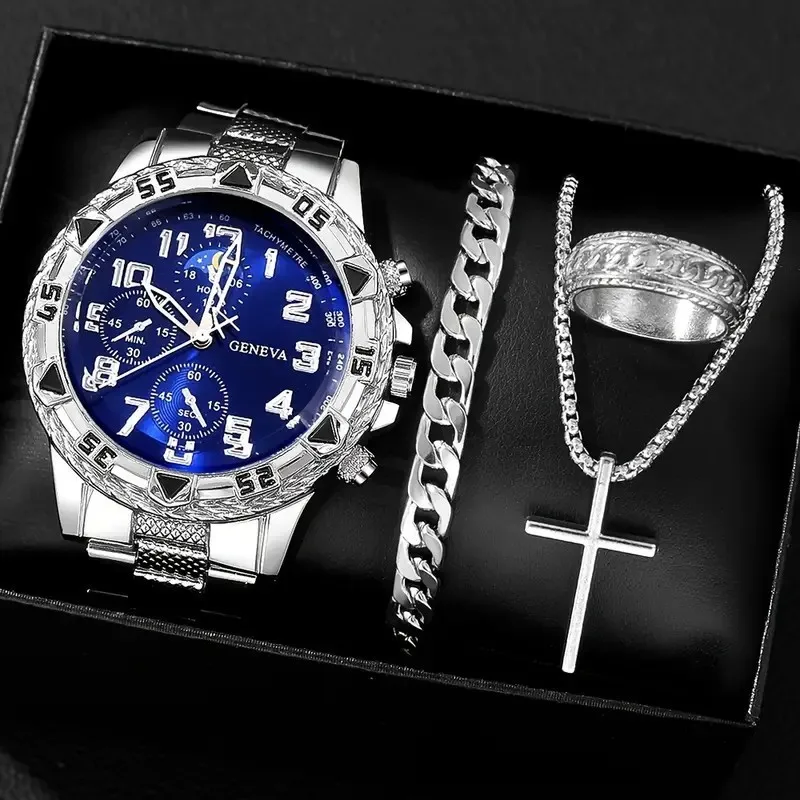 Coffret montre + bracelet + chaîne (croix) + bague ou montre seule