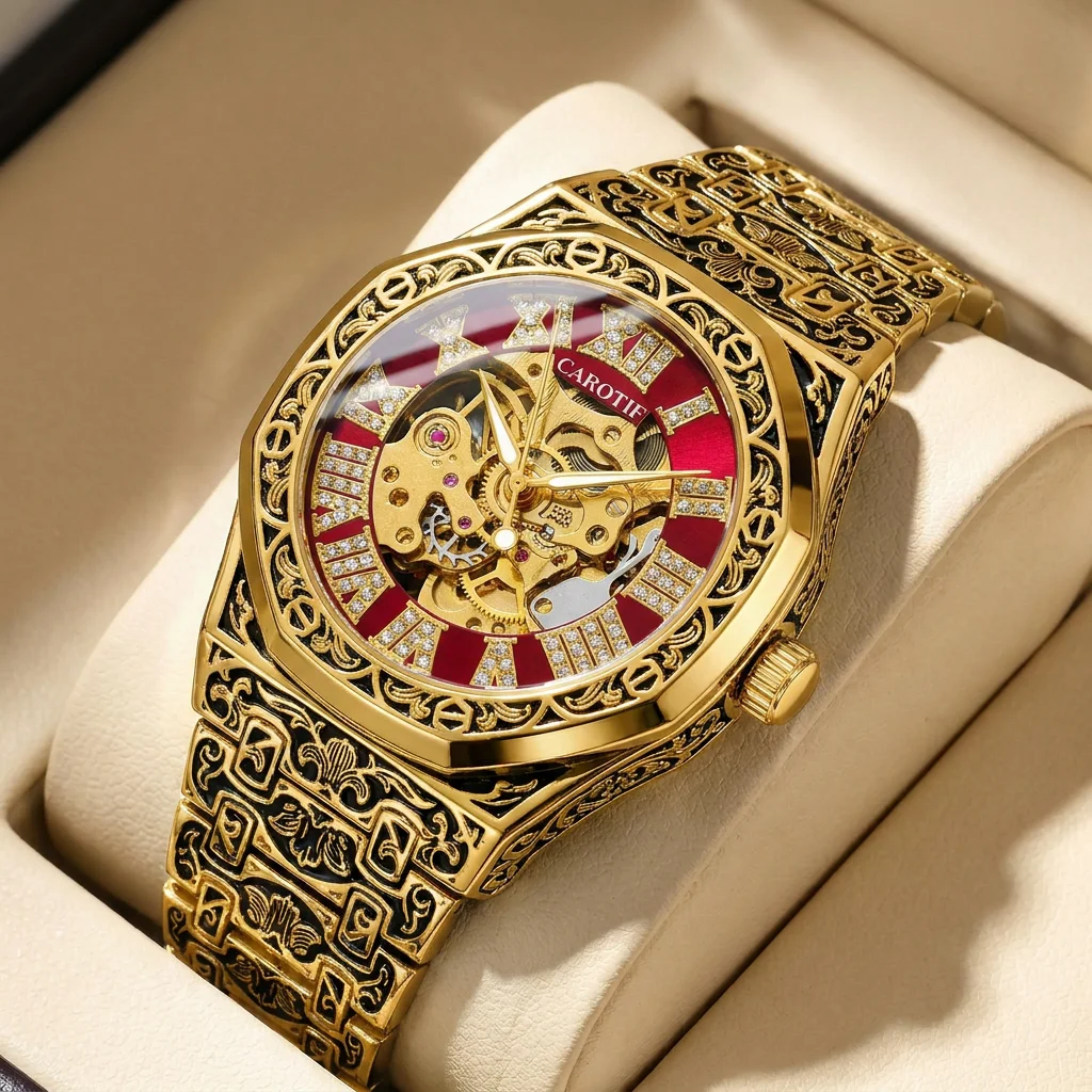 Montre vintage ornée de motifs finement gravés – Image 3
