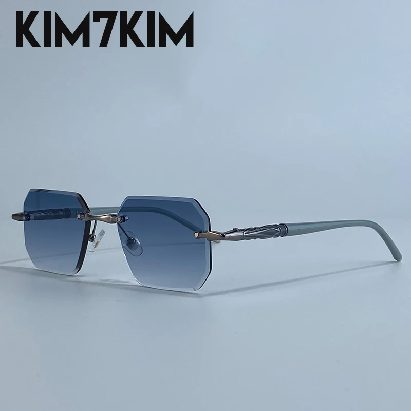 Lunettes de soleil carrées sans monture – Marque de luxe – Image 5