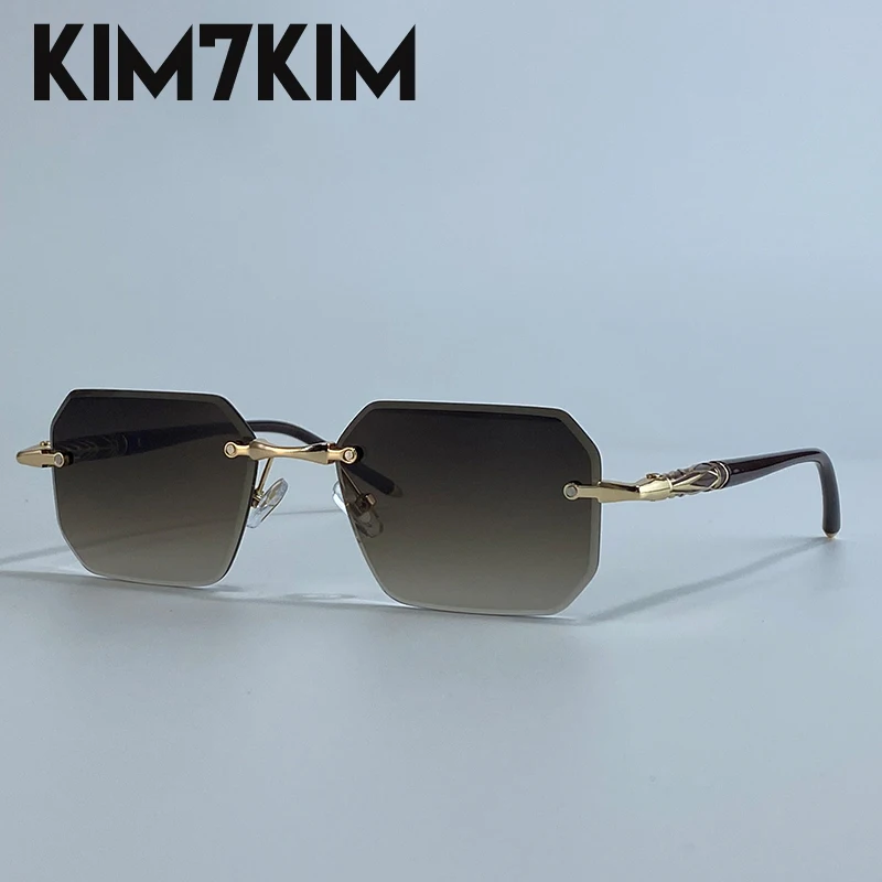 Lunettes de soleil carrées sans monture – Marque de luxe – Image 11