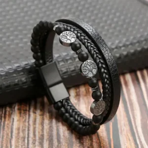 Bracelet Homme en Cuir Tressé – Multirang - modèle 4