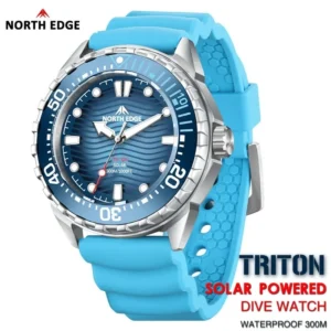 Nouvelle montre de plongée NORTH EDGE TRITON à énergie solaire – Étanche jusqu'à 300 m