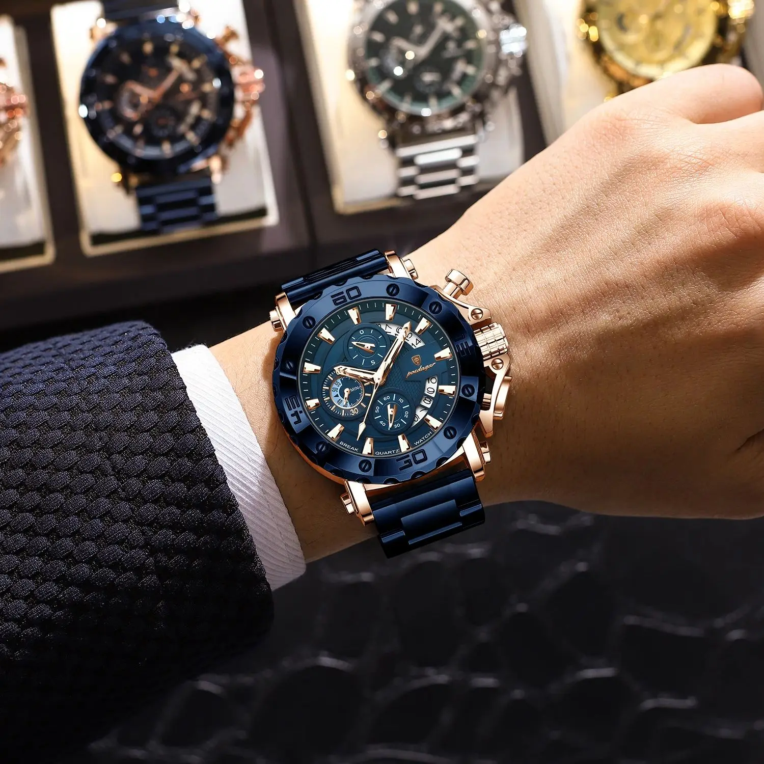 Montre-bracelet de luxe élégante en acier inoxydable – Image 4
