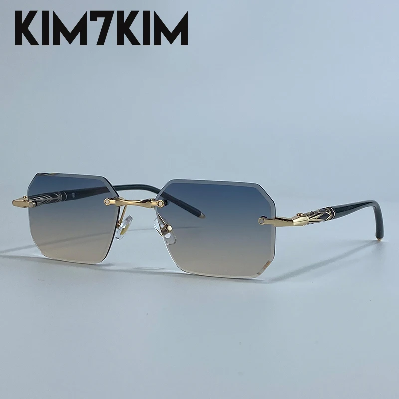 Lunettes de soleil carrées sans monture – Marque de luxe – Image 6