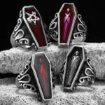 Bague Cercueil Gothique – Acier Inoxydable 316L, Style Punk Rock & Vintage