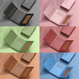 Porte-cartes en cuir pour hommes, grande capacité, couleur unie, porte-cartes multifonction