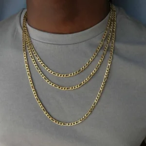 Chaîne Figaro 4 mm Homme Femme – Plaqué Or 18K, Collier 40-75 cm, Bijou Tendance & Streetwear