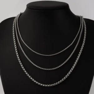Collier Chaîne Longue Unisexe – Acier Inoxydable 45/50/60/70/80/90 cm, Style Minimaliste & Tendance