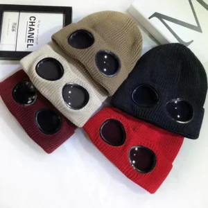 Bonnet Hiver Unisexe avec Lunettes Intégrées – Doux, Chaud & Coupe-Vent