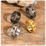 Bague Punk Rock Homme – Acier Inoxydable Oxydé, Design Vintage & Original